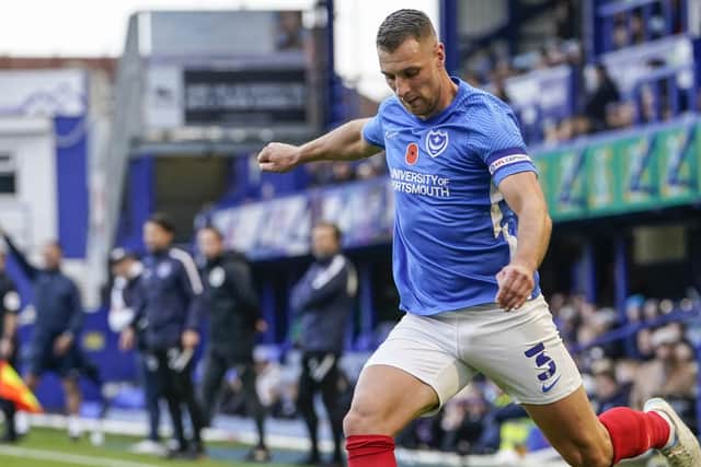 Pompey defender Lee Brown has revealed he’s desperate to stay at the club with his contract expiring at the end of the season.  Picture: Jason Brown/ProSportsImages