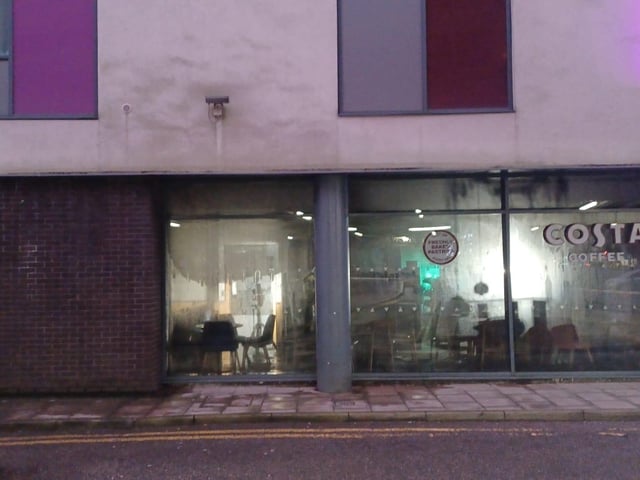 Costa Coffee after the fire was put out