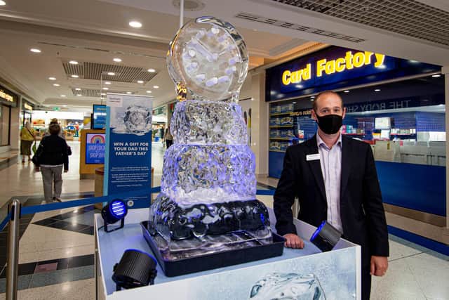 Centre manager Mike Taylor near the ice sculpture at Fareham Shopping Centre.
Picture: Habibur Rahman
