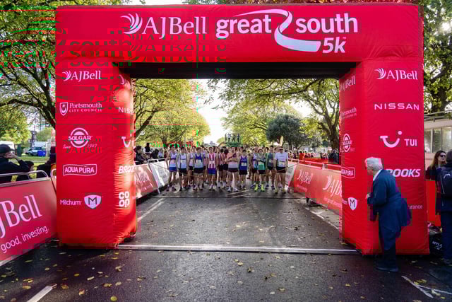 The calm before the storm. The sun came out for the start of the 5k run.