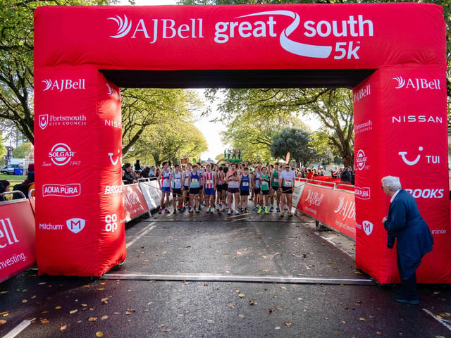 The calm before the storm. The sun came out for the start of the 5k run.