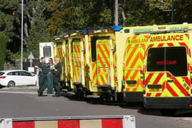 Over a dozen ambulance vehicles parked outside Queen Alexandra Hospital in Cosham.


Picture : Habibur Rahman