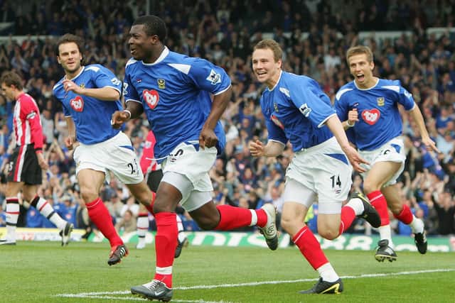 Gary O'Neil and his team-mates celebrate Yakubu's successful penalty during the 4-1 triumph over Southampton in April 2005. Picture: Mike Hewitt/Getty Images