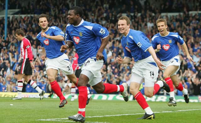 Gary O'Neil and his team-mates celebrate Yakubu's successful penalty during the 4-1 triumph over Southampton in April 2005. Picture: Mike Hewitt/Getty Images