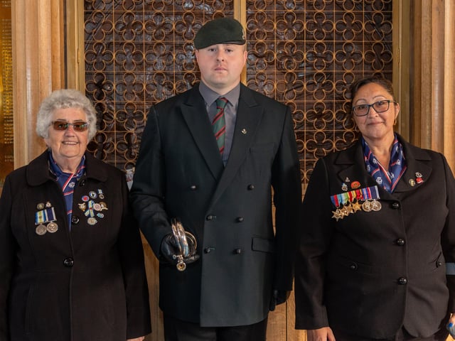 Pictured - Jenny Collins, Bugler Elliott Hayward and Mel Laverick
Photos by Alex Shute