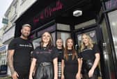 The team at Hair at O'Neills. Pictured is: (l-r) Tom Metcalf, artistic director, Samantha O'Neill, salon owner, Adele Taylor, Sarah Cook, apprentices and Shara Muscroft, creative stylist. Picture: Sarah Standing (021123-607)