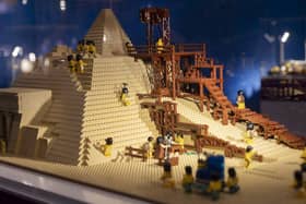 The Great Pyramid of Giza, recreated in Lego as part of the Brick Wonders exhibition, at the Novium Museum in Chichester from December 2021-June 2022.