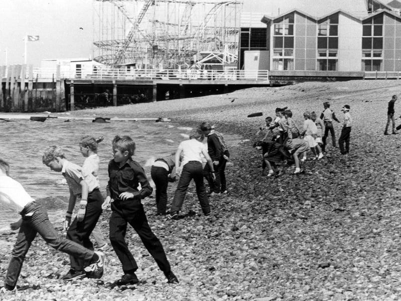 Children on Southsea beach in July 1982. The News PP5178