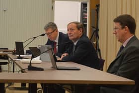 Hampshire County Council leader Cllr Keith Mans, middle, at a cabinet meeting in Winchester. Picture: David George