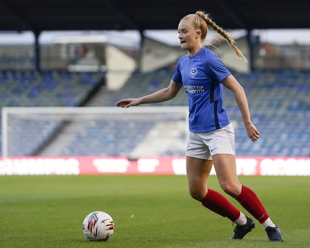 Evie Gane made 35 appearances in her first Pompey Women spell - now she's back seeking to enjoy football again after a breakdown prompted her to quit the game. Picture: Jason Brown