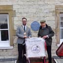 Mayor of Petersfield, Cllr Chris Paige and Nigel Talbot-Ponsonby of Langrish House unveil the plaque