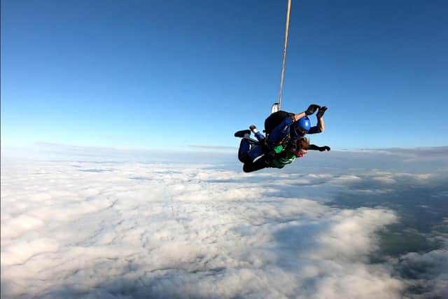 Jess jumped from 15,000ft in the sponsored skydive