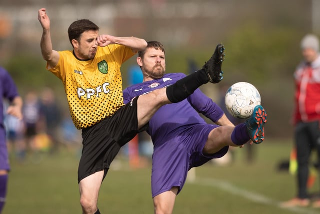 Action from AFC Tamworth's 7-2 victory over Gosham Rangers in Division Two of the City of Portsmouth Sunday League. Picture: Keith Woodland (120321-3)