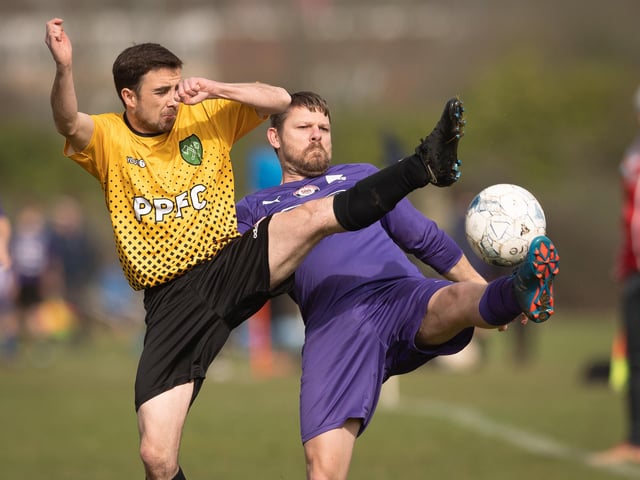 Action from AFC Tamworth's 7-2 victory over Gosham Rangers in Division Two of the City of Portsmouth Sunday League. Picture: Keith Woodland (120321-3)