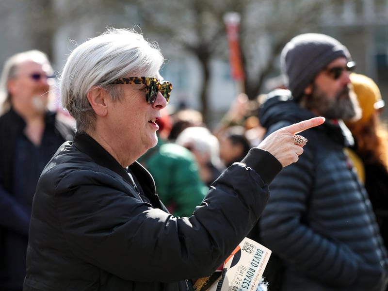A Unity Rally, arranged by Stand Up To Racism Portsmouth, and a mass-deportation demonstration, arranged by UKIP, took place in Portsmouth's Guildhall on Saturday, March 15. Picture: Chris Moorhouse (150325-086)