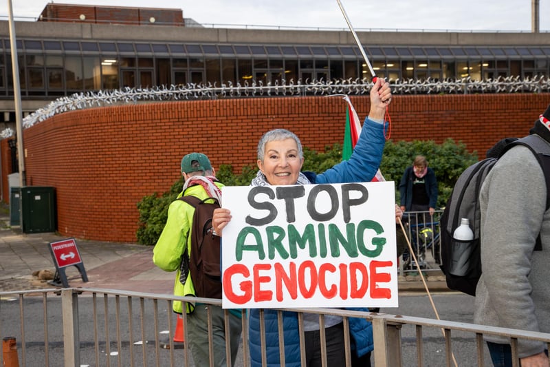 Demonstrators outside Unicorn Gate
Photos by Alex Shute