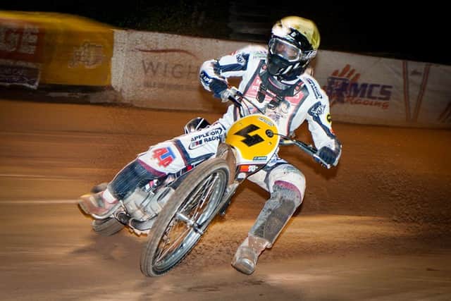 Andrew Appleton on his way to victory in the Island Masters last night. Picture; Ian Groves of Sportography