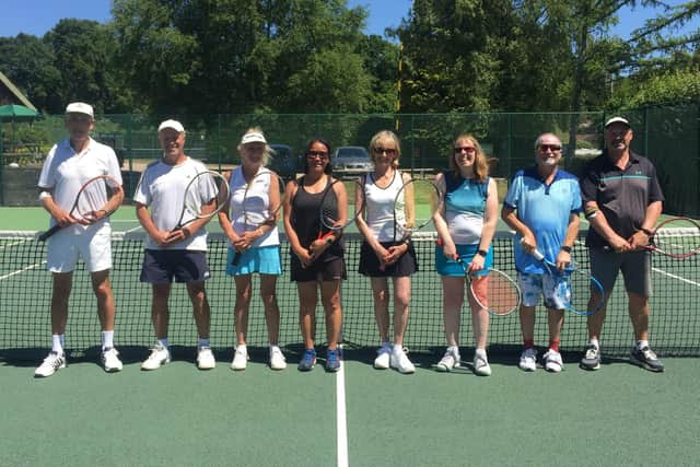 Swanmore v Carlton Green (from left): Nick Stuart-Taylor, Stuart Doherty, Chris Doherty, Mandy White, Gwen Isaacs, Steph Martin, Chris Jenkins, Chris Weatherill