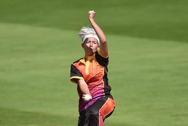 Issy Wong in action for the Central Sparks during last summer's Rachael Heyhoe-Flint Trophy match against Northern Diamonds. Photo by Nathan Stirk/Getty Images.