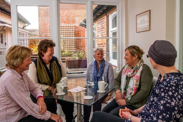 Members of a support group at Breast Cancer Haven, in The Square, Titchfield.