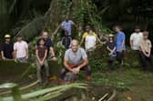 Expedition leader Ed Stafford (front) with the dads and kids taking part in Into the Jungle on Channel 4 (Picture: Channel 4/Quilz Tamay)