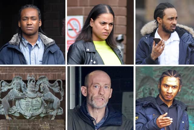 Top: Devonte Sowell, Paris Gayle, Prince Adeshokan, Bottom: Jason Valvona and Tyreece Riggon. All defendants appeared at Portsmouth Crown Court