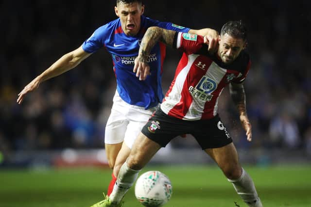 James Bolton battles with Southampton's Danny Ings when the sides met in the Carabao Cup in September 2019. Picture: Joe Pepler