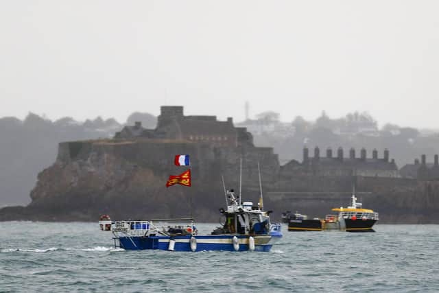 French fishing boats protest in front of Saint Helier off the British island of Jersey Picture: Sameer Al-Doumy/AFP via Getty Images