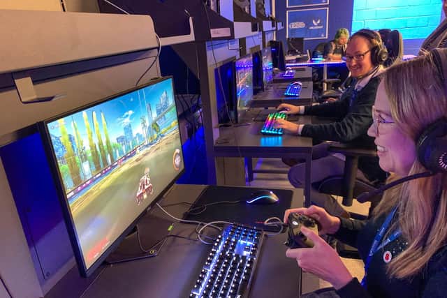 The launch of the brand new shark tank e-sports arena at St Vincent's College in Gosport on November 10, 2021