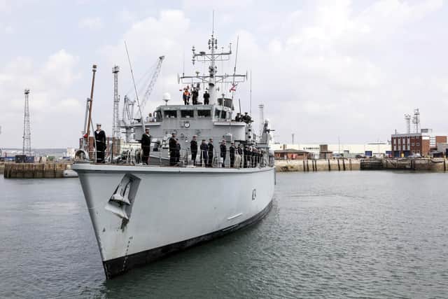 HMS Middleton returns to Portsmouth after three years in the Middle East.