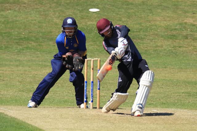 Jack Davies on his way to 83 for Portsmouth & Southsea during Sunday's SPL T20 Cup loss at Ventnor. Picture: Dave Reynolds.