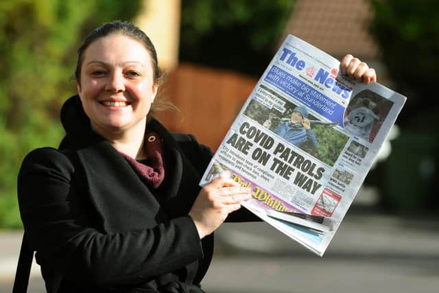 Kimberley Barber, business editor at The News, Portsmouth launches We Heart The News campaign.
Picture: Sarah Standing (261020-8447)