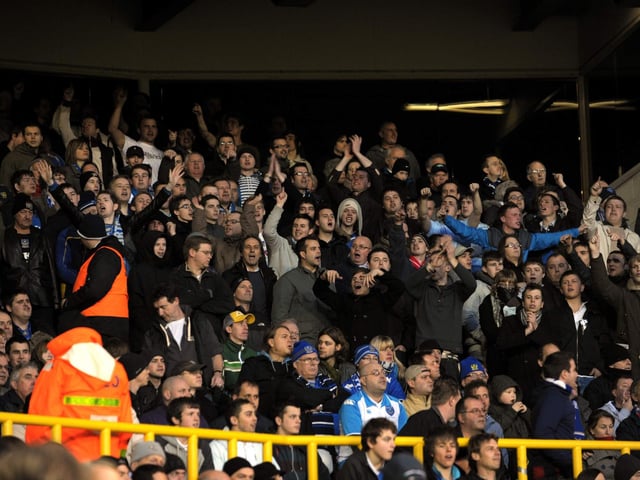 Pompey fans at Spurs' White Hart Lane in January 2009.