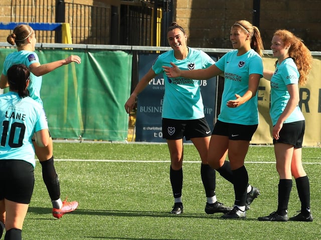 Emma Jones has just scored her second goal. Picture by Dave Haines