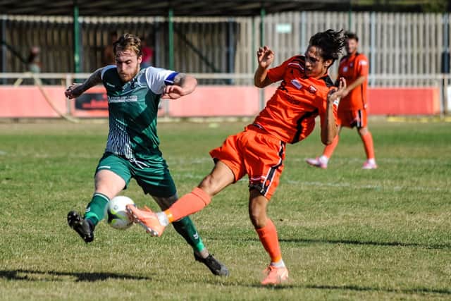 Archie Greenough, right, in action for AFC Portchester. Picture by Daniel Haswell