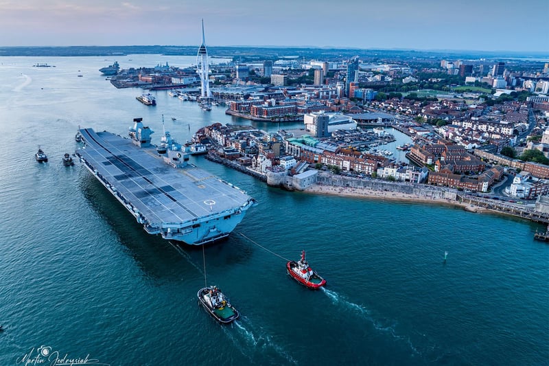 HMS Queen Elizabeth returned to Portsmouth on July 30 after spending several months in Rosyth for repairs.