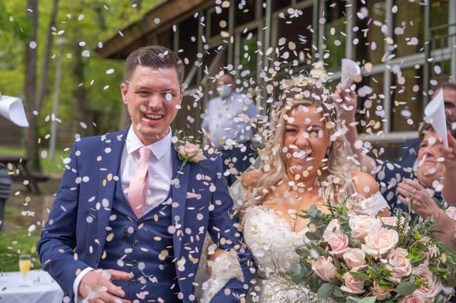 Leanne and Reece Millar on their happy day. Picture: Carla Mortimer Photography,
carlamortimerweddingphotography.co.uk.