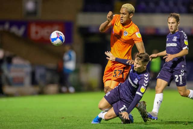 Haji Mnoga in the thick of the battle against Southend in Tuesday night's EFL Trophy encounter. Picture: Nigel Keene/ProSportsImages