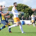 Frustration for Steve Hutchings as Moneyfields crash out of the FA Cup. Picture: Martyn White.