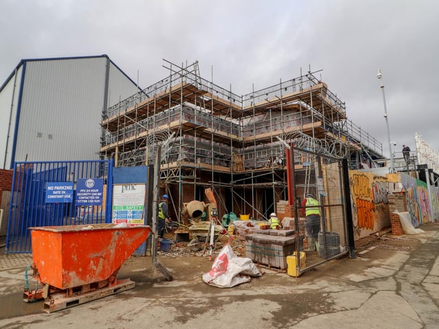 Work continues on the Milton End, which will include safe standing. Picture: Habibur Rahman