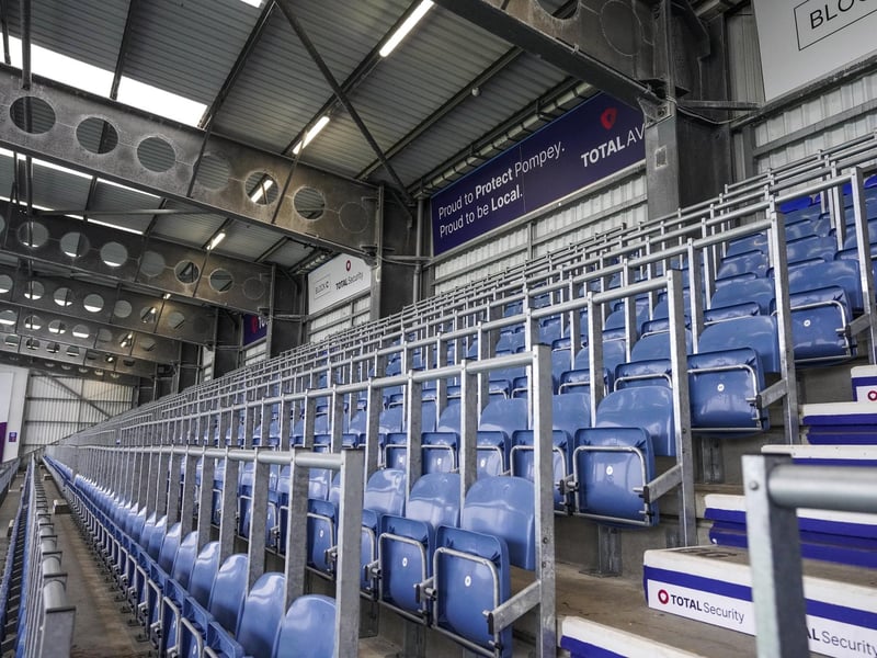 A look at the newly-installed safe standing areas introduced at the back of the Fratton End.
