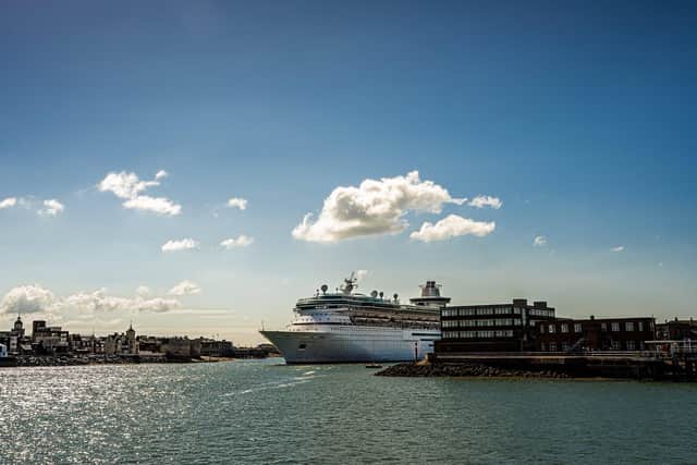 Majesty of the Seas as she enters Portsmouth Harbour. Photo: Tom Langford