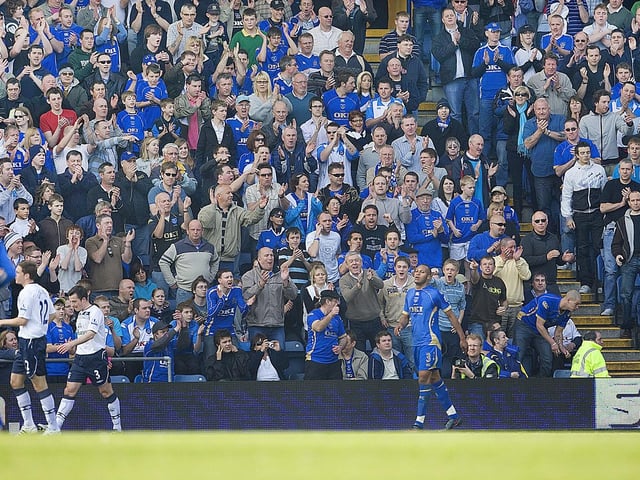 Pompey fans at Fratton Park for Everton's visit in 2009.