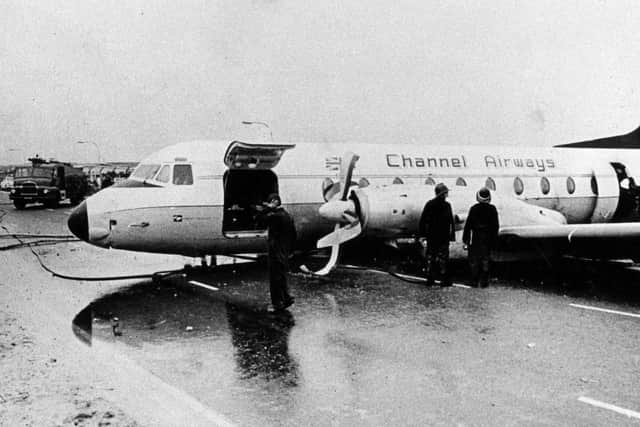 A crash at Portsmouth Airport in August 1967. The News PP4382.