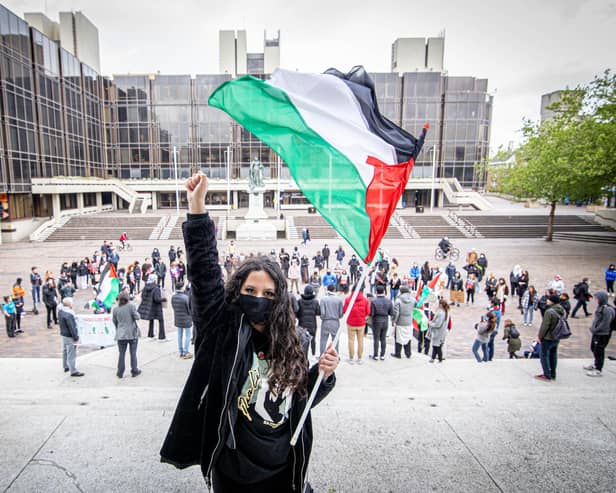 Palestine protest at Portsmouth Guildhall on 21 May 2021Pictured: Jasmin Scaletta 12Picture: Habibur Rahman