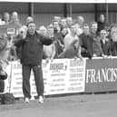 Joint managers Liam Daish and Mick Jenkins (right) look on during Hawks' FA Trophy semi-final second leg with Tamworth at Westleigh Park in 2003. Picture: Michael Scaddan.