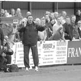 Joint managers Liam Daish and Mick Jenkins (right) look on during Hawks' FA Trophy semi-final second leg with Tamworth at Westleigh Park in 2003. Picture: Michael Scaddan.