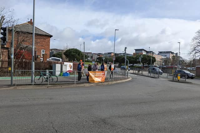 Junior doctors on strike near the Queen Alexandra Hospital, Cosham, on Tuesday, April 11.