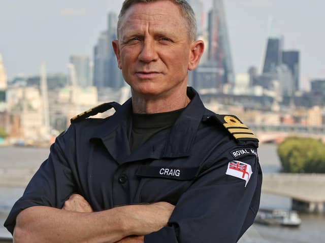 Pictured: Commander Daniel Craig

Daniel Craig best know for playing the role of James Bond in the long running 007 film series recieves the honoarary Royal Navy rank of Commander from the Head of the Royal Navy, First Sea Lord Admiral Sir Tony Radakin KCB ADC at the Corinthia Hotel in London on 22nd September 2021