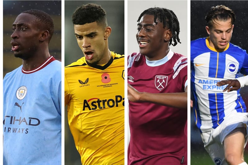 From left: Manchester City's Carlos Borges, Wolves' Chem Campbell, West Ham's Divin Mubamba and Brighton's Cameron Peupion.